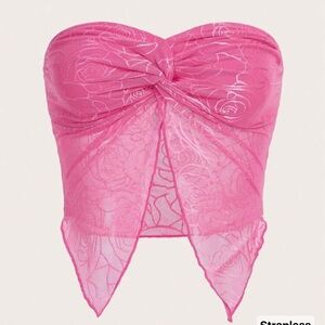 Shein Twist Front Lace Tube Top